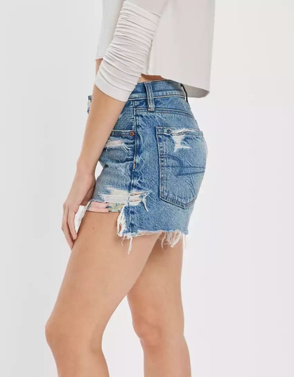 Shorts American Eagle AE x Outer Banks Denim Highest Taille '90s Boyfriend Indigo Femme | BIX-26677213